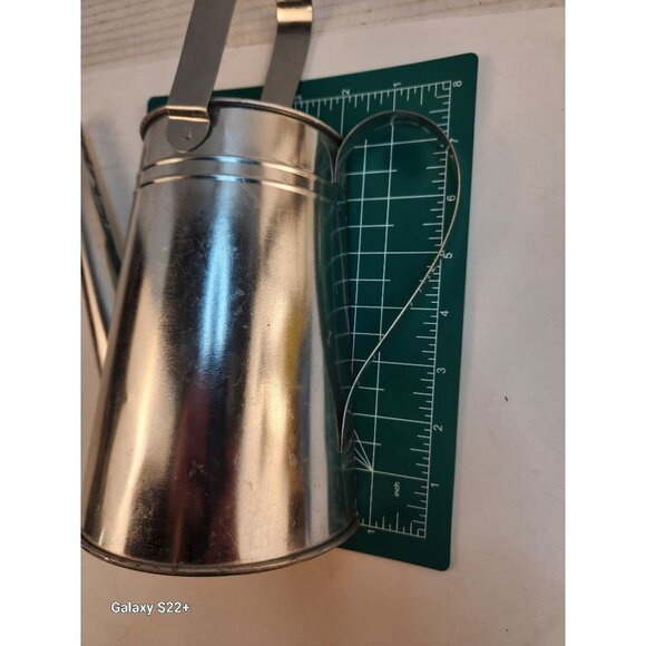 Silver Tin Watering Can With Long Spout & Movable Handle Wall Vase Country Gard - Picture 8 of 13